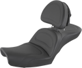 SADDLEMEN Explorer Seat - With Backrest - Stitched - Black - Dyna 896-04-030