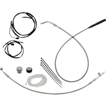 FAT BAGGERS INC. EZ Install Kit - 13"/14" Handlebars - Upper Clutch - Braided Stainless Steel/Chrome 149014-C