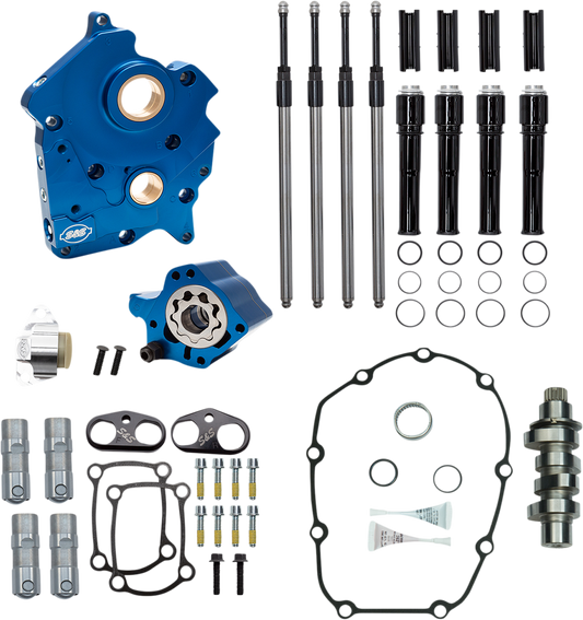 S&S CYCLE Cam Chest Kit with Plate M8 - Chain Drive - Oil Cooled - 465 Cam - Black Pushrods 310-1011B