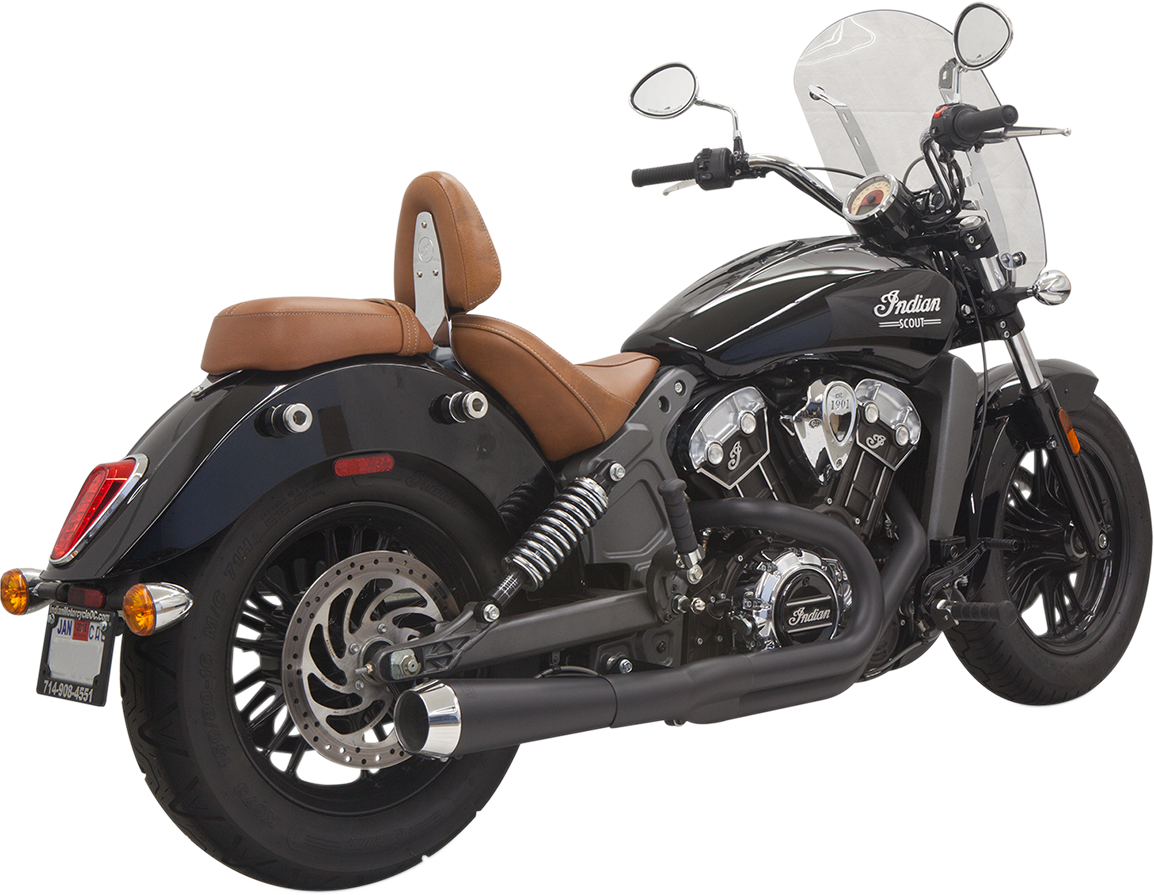 BASSANI XHAUST 2:1 Exhaust - Black - Short -Indian  Scout 2015-2021 8S12JB