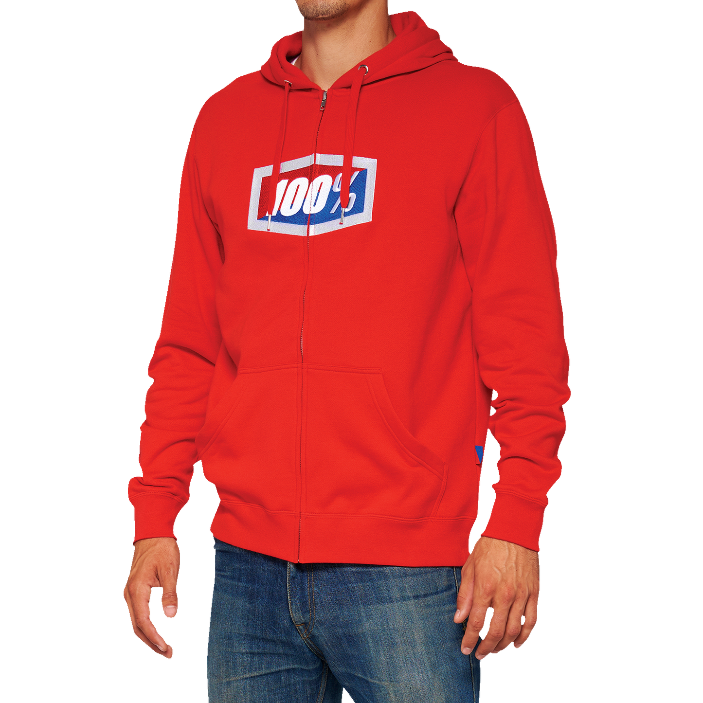 100% Official Fleece Zip-Up Hoodie - Red - Small 20032-00015