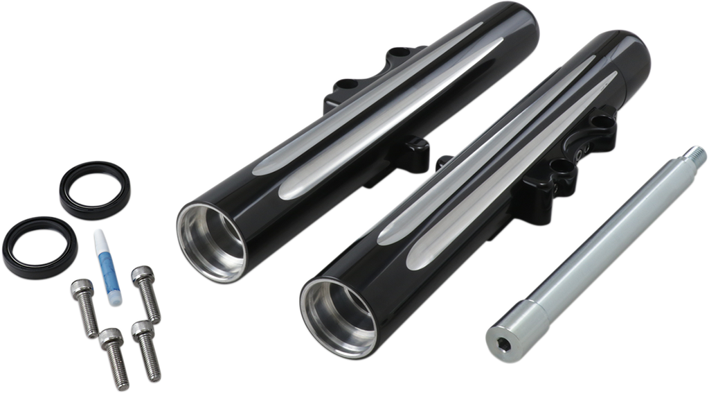 ARLEN NESS Hot Legs Fork Legs - Dual Disc - Deep Cut - Black/Silver - '08-'13 FLT 06-511