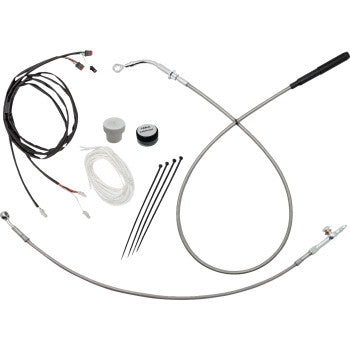 FAT BAGGERS INC. EZ Install Kit - 16" Handlebars - Upper Clutch - Braided Stainless Steel/Chrome 119016-C