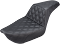 SADDLEMEN Step-Up Seat - Full Lattice Stitch - Black - Dyna 896-04-175