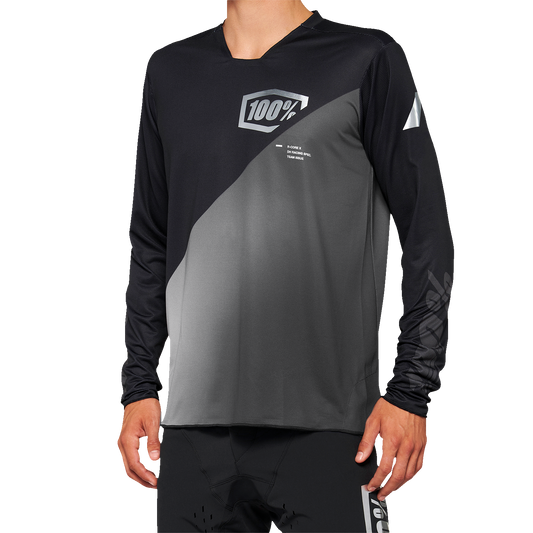 100% R-Core-X Long-Sleeve Jersey - Black/Gray - Small 40000-00000