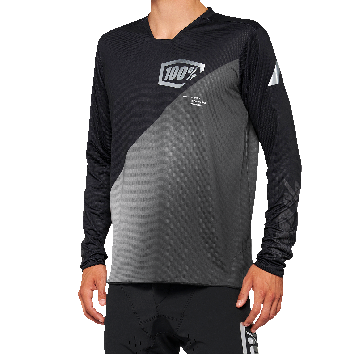 100% R-Core-X Long-Sleeve Jersey - Black/Gray - XL 40000-00003