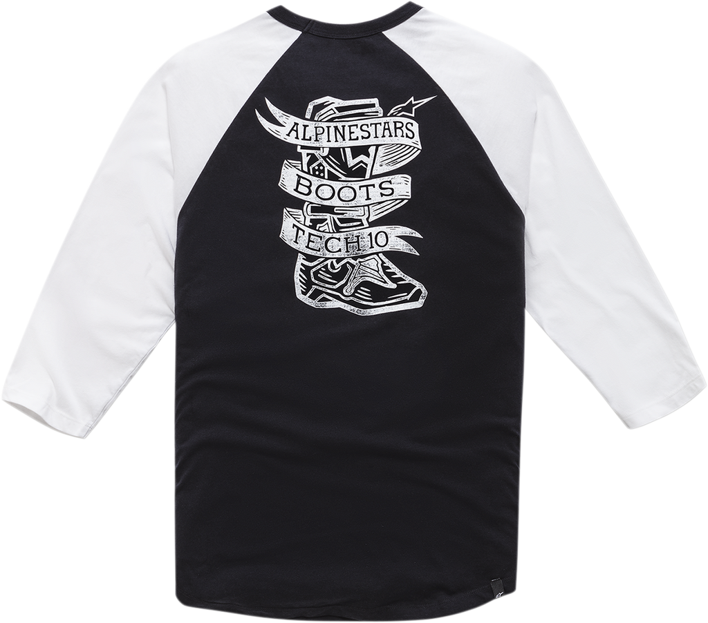 ALPINESTARS Booted Raglan T-Shirt - Black/White - 2XL 12107100410202X