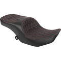 DRAG SPECIALTIES SEATS Freedom Seat - Black - Vinyl - Red Double Diamond Stitch - FLT/FLH '23-'25 0801-2100