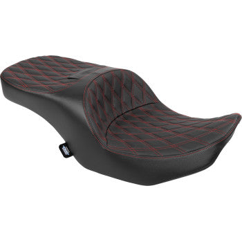 DRAG SPECIALTIES SEATS Forward Position Freedom Seat - Vinyl - Red Double Diamond Stitch - FLH/FLT '23-'25 0801-2170