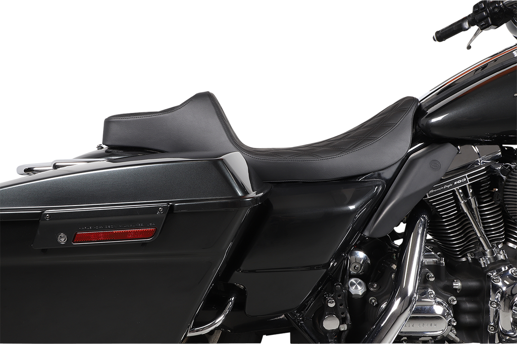 DRAG SPECIALTIES Extended Reach Predator III Seat - Double Diamond - Black NOT A 2-UP SEAT 8011369