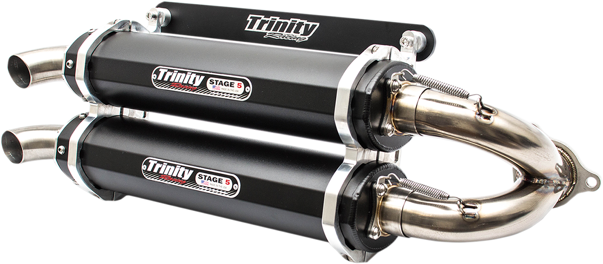 TRINITY RACING Stage 5 Slip-On Dual Muffler - Black TR-4152S-BK