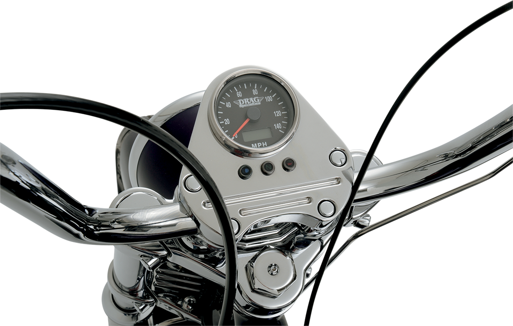 DRAG SPECIALTIES 2.4" MPH Programmable Mini Electronic Speedometer with Odometer/Tripmeter - Polished - Black Face 21-6893DSNU