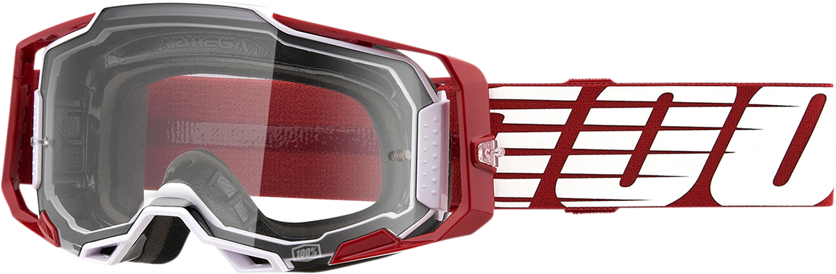 100% Armega Goggles - Oversized Deep Red - Clear 50004-00009