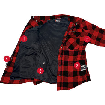 GERBING HEATED CLOTHING 7 V Battery Heated Flannel Shirt - Red/Black - Medium GER7VFS-RB-M