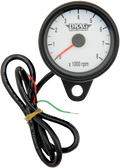 DRAG SPECIALTIES Mini Electronic Tachometer - White - Backlit LED Black Face - 2.4" 21-6849BDSW