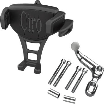 CIRO Phone Holder - Constrictor - Black - Chrome Offset Perch Mount 50350