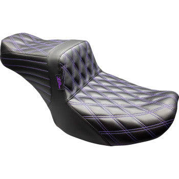 LE PERA Tailwhip Seat - Black - Double Diamond - Purple Stitch - FLT/FLH '24-'25 LV-587DD-PR01