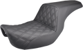 SADDLEMEN Step-Up Seat - Front Lattice Stitch - Black - Dyna 806-04-172
