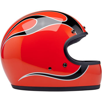 BILTWELL Gringo Helmet - Flames - Competition Orange - Small 1002-593-502