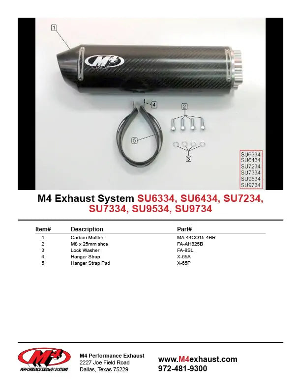 M4 Exhaust Carbon Fiber Bolt On 2000-2003 GSXR 750 SU7234