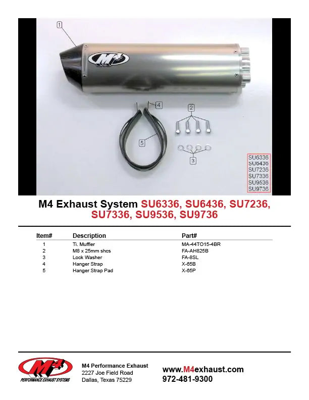 M4 Exhaust Titanium Bolt On 2000-2003 GSXR 750 SU7236