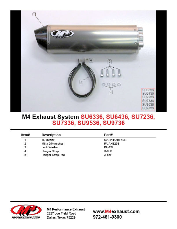 M4 Exhaust Titanium Bolt-On 2003-2004 GSXR 1000 SU9736