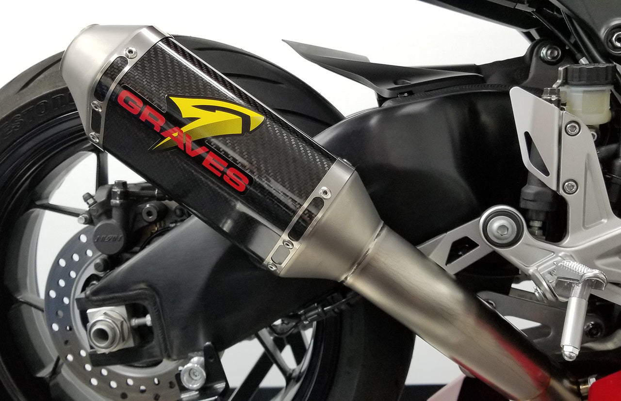 Graves motorsports cbr1000rr 17-20 cat back slip-on exhaust carbon