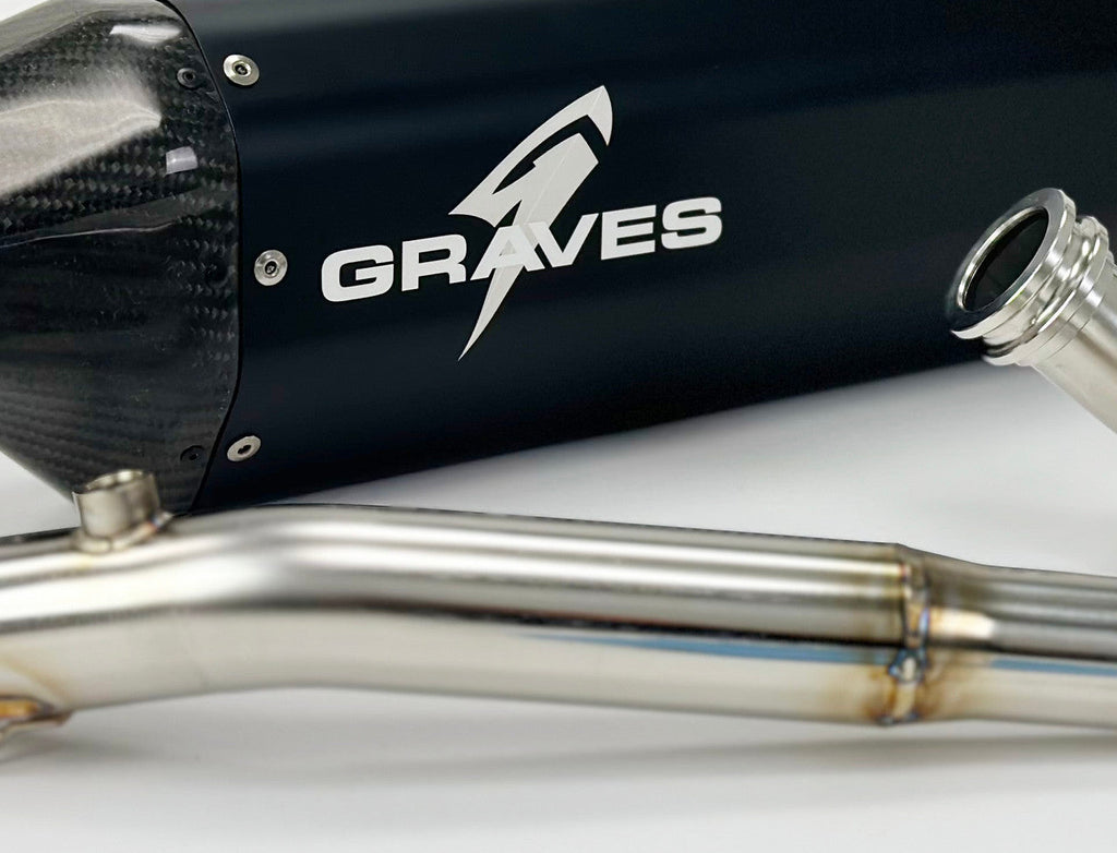Graves Full Stainless Exhaust - Black Crf300   2021-2025 Exh-21c3l-Fsak