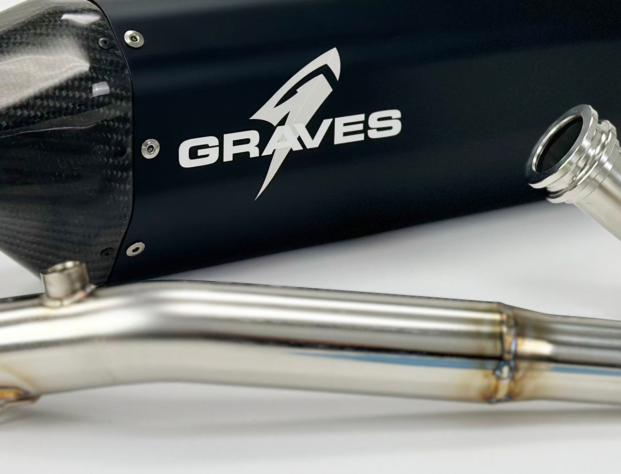 Graves Full Stainless Exhaust - Black Crf300   2021-2025 Exh-21c3l-Fsak