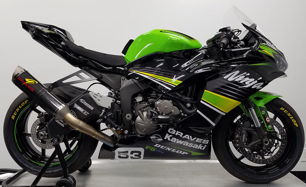 Graves Motorsports Works2 Carbon Full Exhaust System Zx6r 2019-2024  Exk-19zx6-Ftcw2