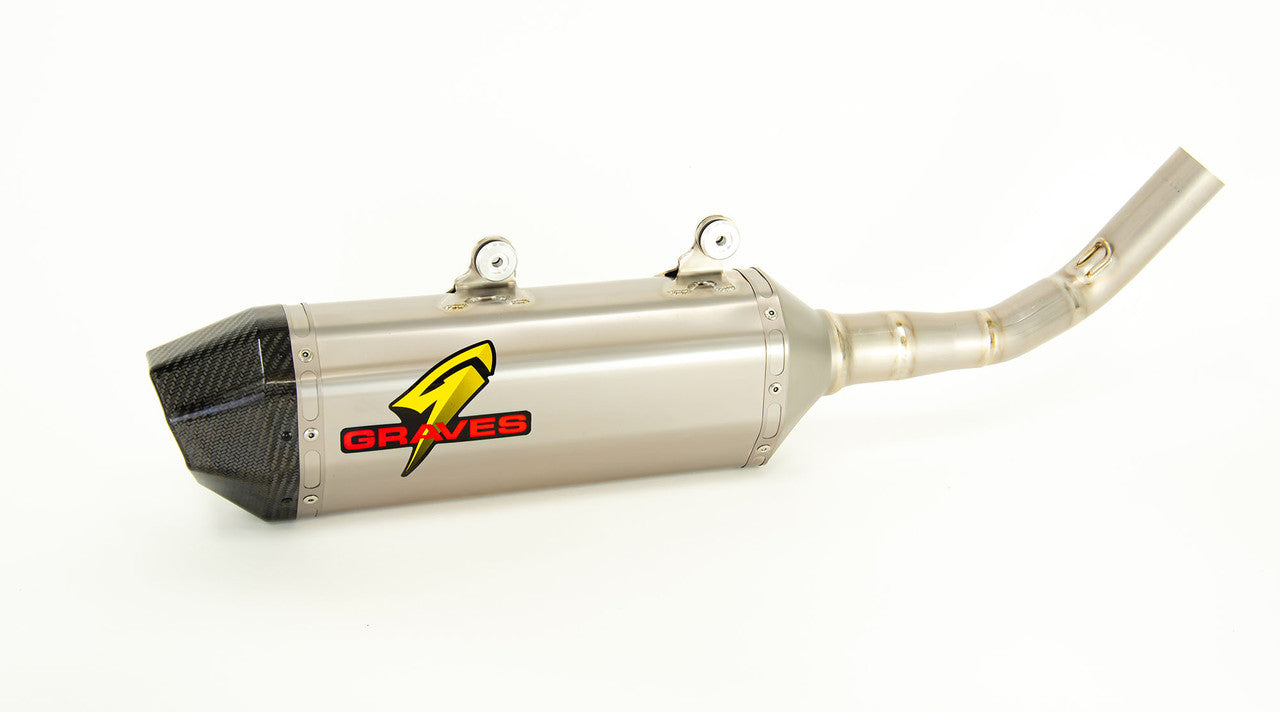 Graves Motorsports  Titanium Slip-On Exhaust - Carbon End Cap  Ktm Sx-F / Husqvarna - Gas Gas 350 /450 2019-2022  Exk-19sxf-Sot