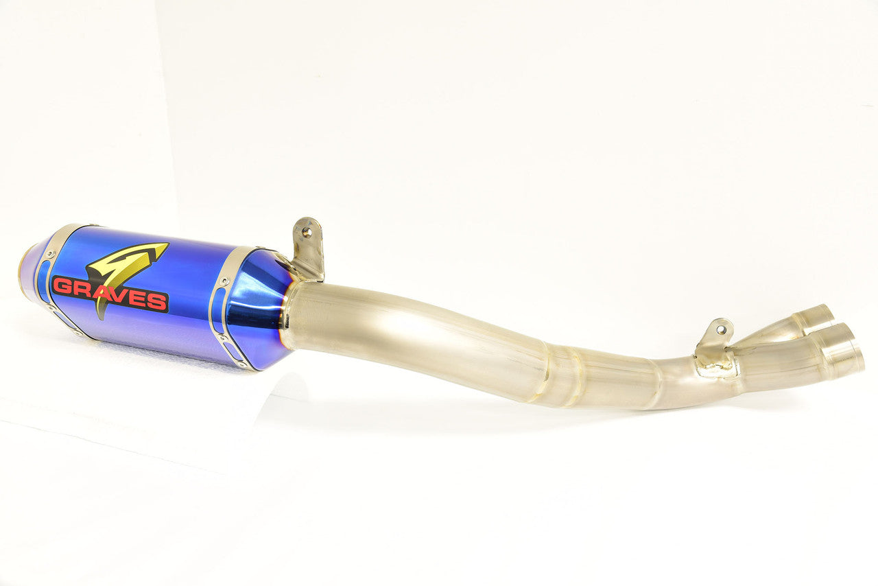 Graves Motorsports Superbike Full Titanium Exhaust System - Electrick Blue Silencer R1 2015-2023  Exy-20r1-Sbkb