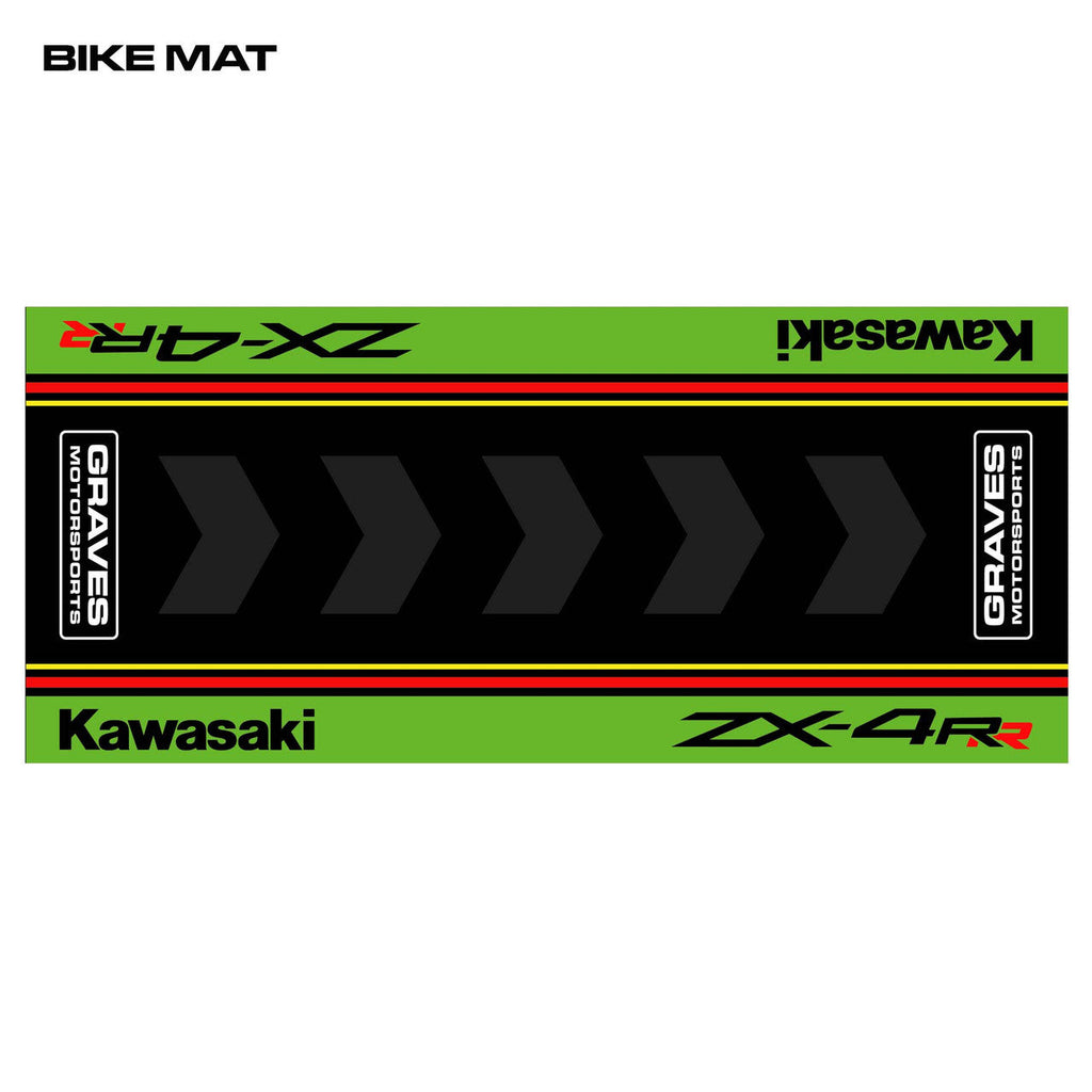 Graves Kawasaki ZX-4RR Bike Mat Green 3.5 x 8 foot  BMK-ZX4-001