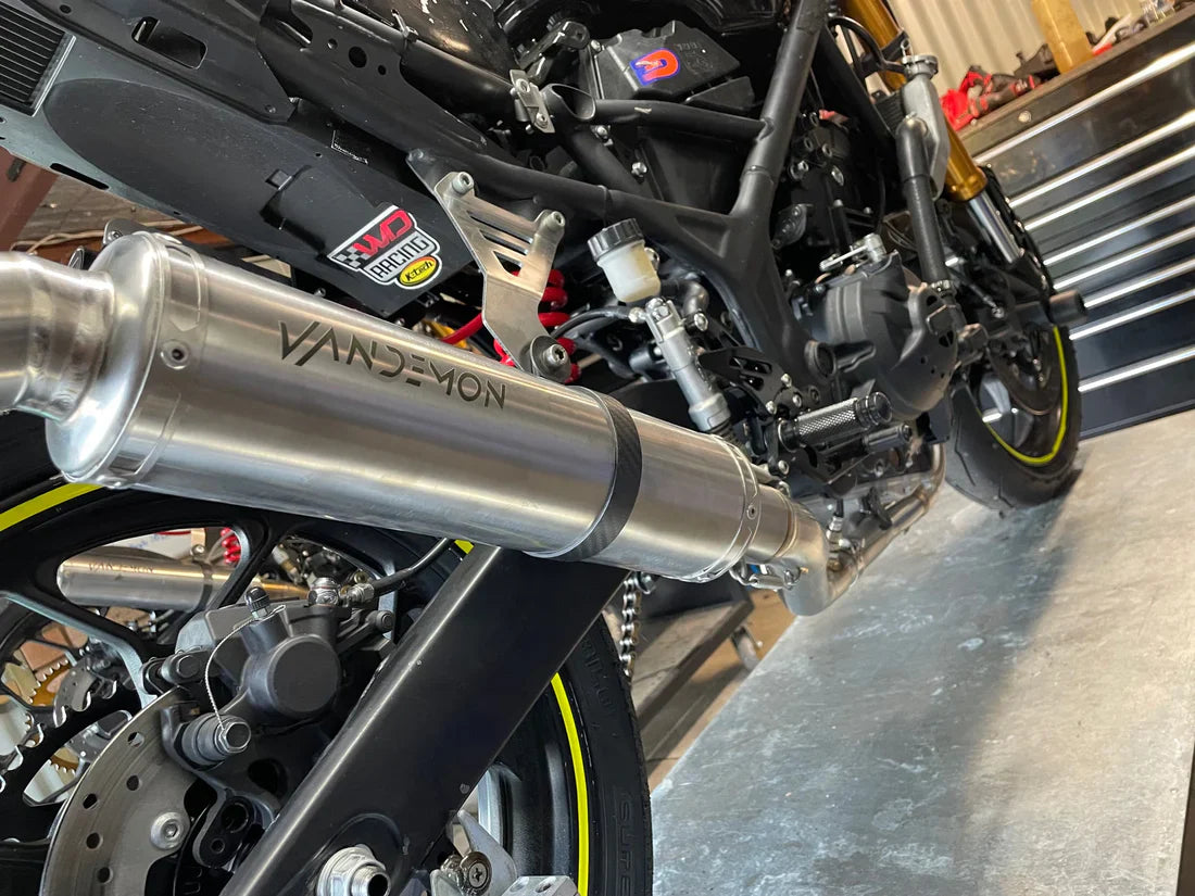 Vandemon  Yamaha YZF-R3 MT-03 YZF-R25 Vandemon Stainless Steel Headers, Titanium Muffler YAMAR300EXHSSBRA