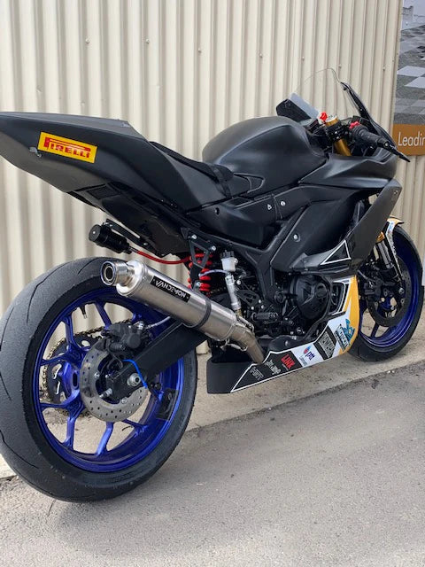 Vandemon  Yamaha YZF-R3 MT-03 YZF-R25 Vandemon Stainless Steel Headers, Titanium Muffler YAMAR300EXHSSBRA VA-83