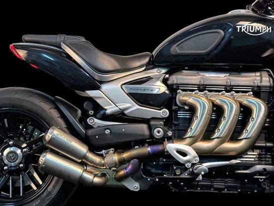 Vandemon Triumph Rocket 3R & GT 2500 2024-2025  Titanium Bimodal Stealth Side Mount Titanium Slip-On TRIUMROCKET3SMMUFB VA-153