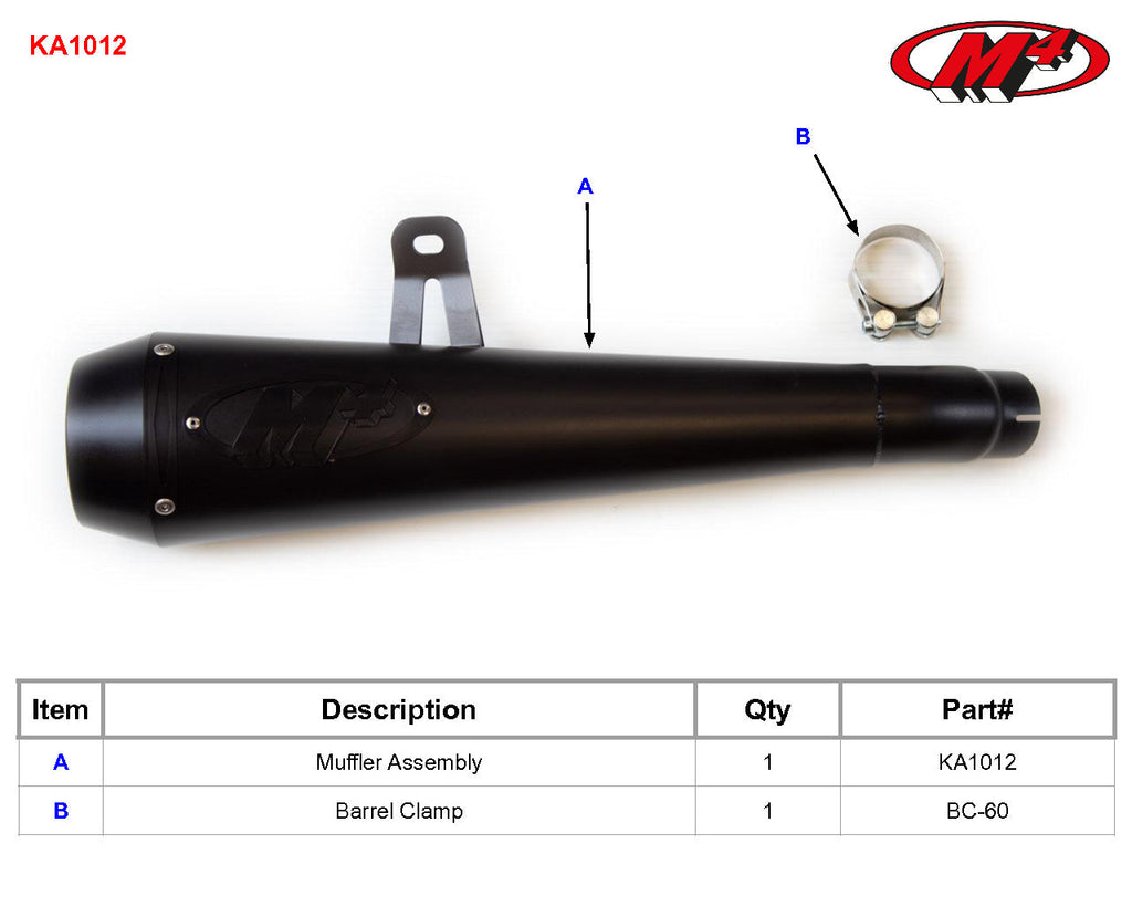 KA1012 M4 Exhaust All Black Retro-Drag Slip-On Kawasaki  Eliminator 2024-2025