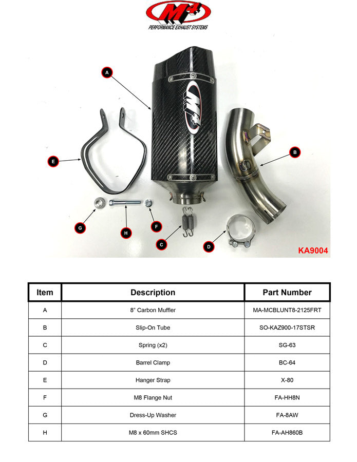 M4 Exhaust Carbon Fiber Slip-On 2017-2022 Z900 KA9004