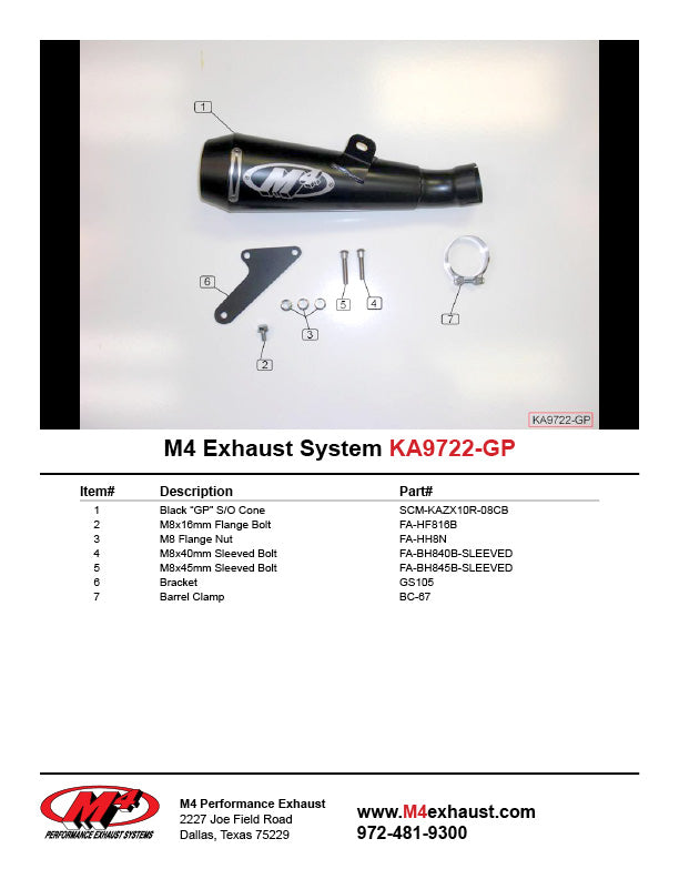 M4 Exhaust GP Black Slip On 2008-2010 ZX10 KA9722-GP