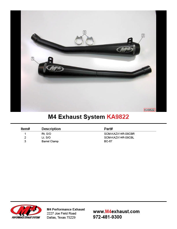 M4 Exhaust Black Retro-Drag Slip Ons 2008-2011 ZX14 KA9822