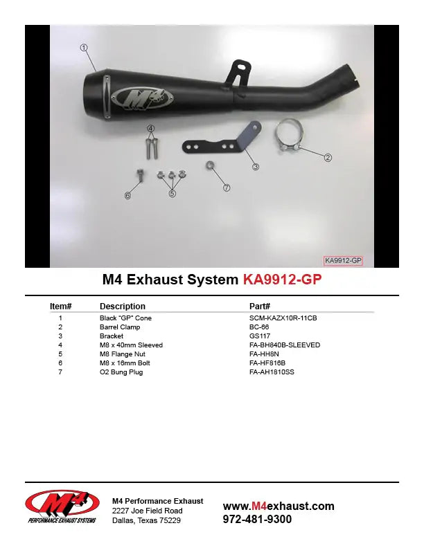 M4 Exhaust GP Black Slip On 2011-2015 ZX10 KA9912-GP