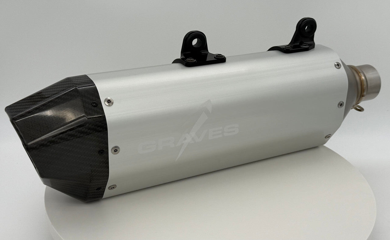 Graves 2024-2025 KTM  350/450/500 EXC-F, XCF-W  - Husqvarna - GasGas Multi Fitment DualSport Stainless Exhaust - Silver EXK-24EXC-SOSA