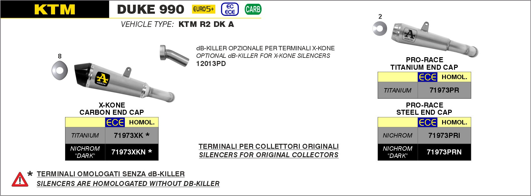 Arrow Exhaust - Exhaust DB Killer X-Kone KTM DUKE 990 (24-) - 11013DB