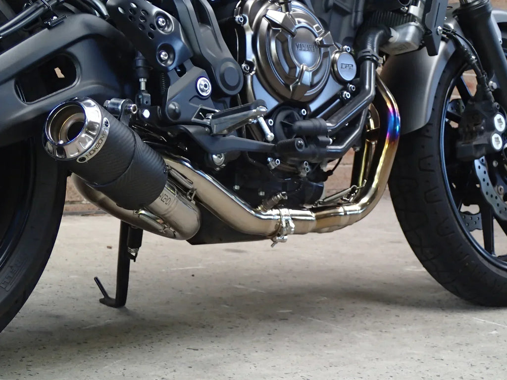 Vandemon  Yamaha MT07 FZ07 XSR700 Titanium Exhaust System Carbon Muffler 2014-2024 YAMAMT07EXHTICFC VA-80