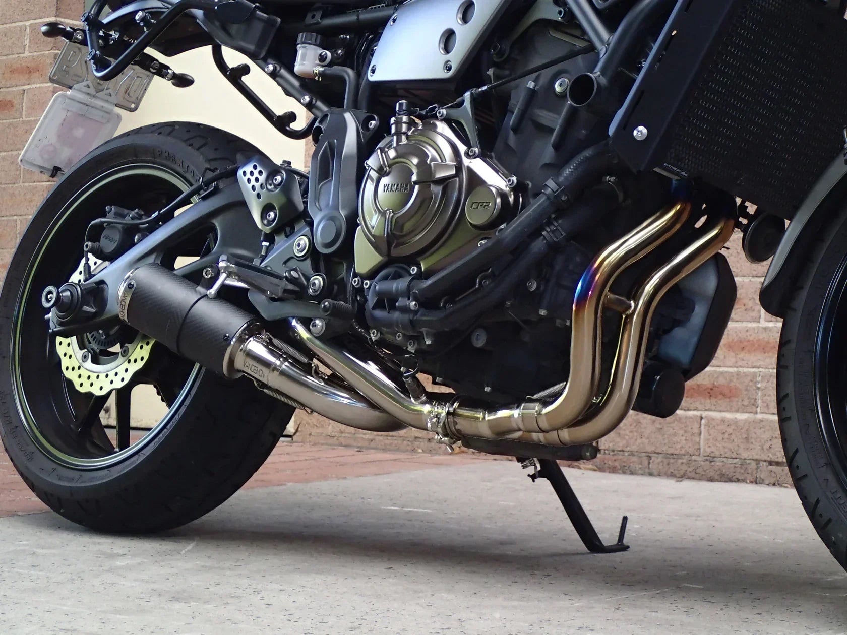 Vandemon  Yamaha MT07 FZ07 XSR700 Titanium Exhaust System Carbon Muffler 2014-2024 YAMAMT07EXHTICFC VA-80