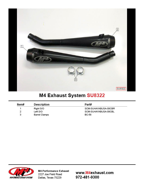 M4 Exhaust Dual Black Retro-Drag Slip-Ons 2008-2020 Hayabusa SU8322
