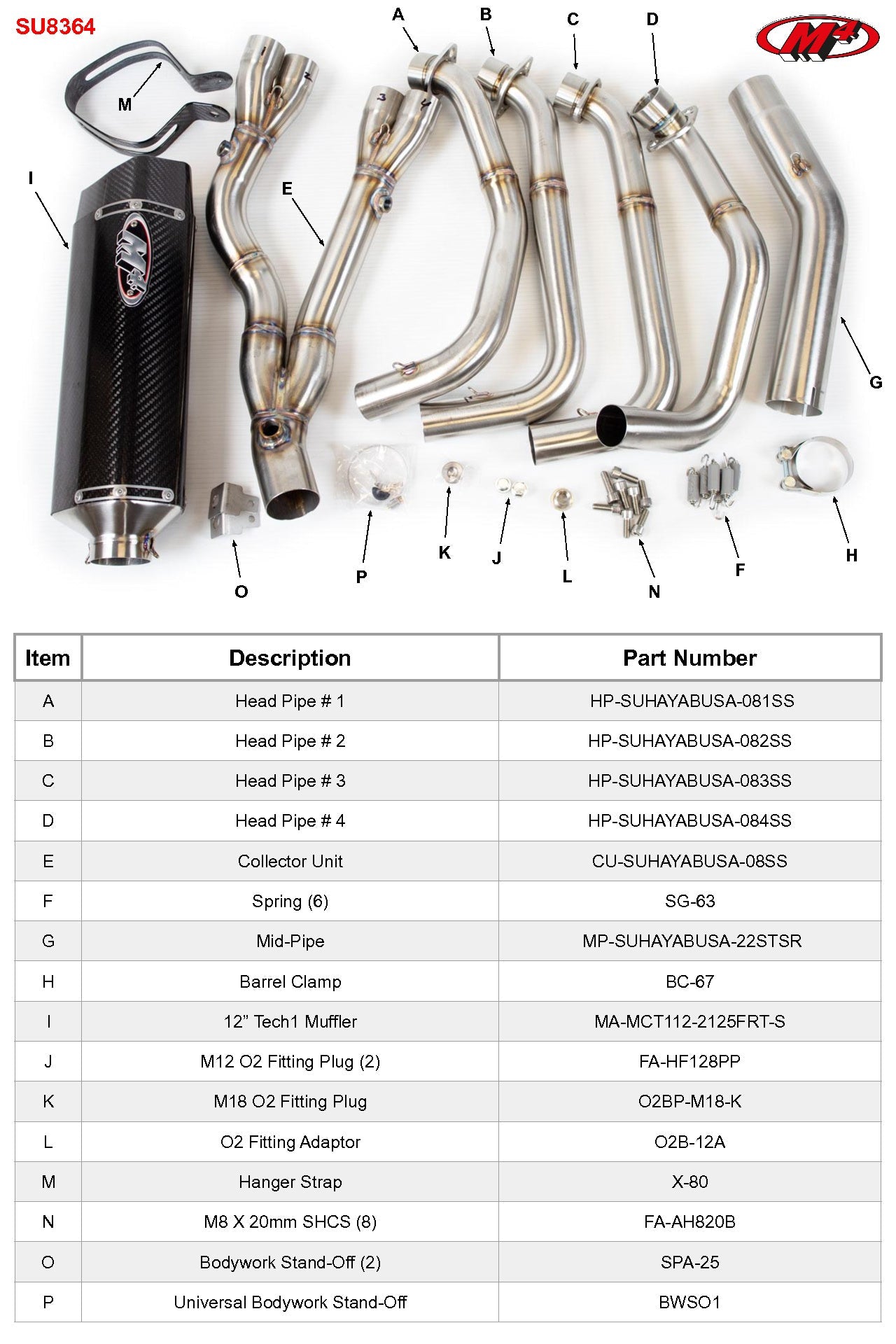 M4 Exhaust Full System Carbon Tech 1 Canister 2008 - 2024 Hayabusa SU8364