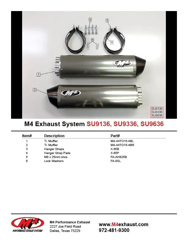 M4 Exhaust Bolt-On System with Dual Titanium Canisters  1998-2000 TL-S SU9136