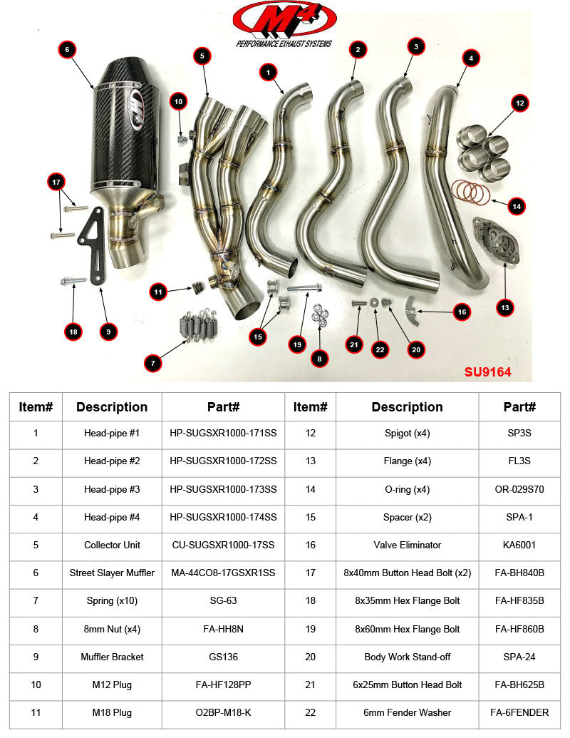 M4 Exhaust Full System Street Slayer Carbon 2017-2025 2026 GSXR1000 SU9164