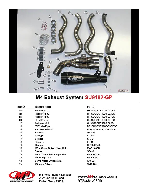 M4 Exhaust Full System Black GP 2012-2016 GSXR 1000 SU9182-GP